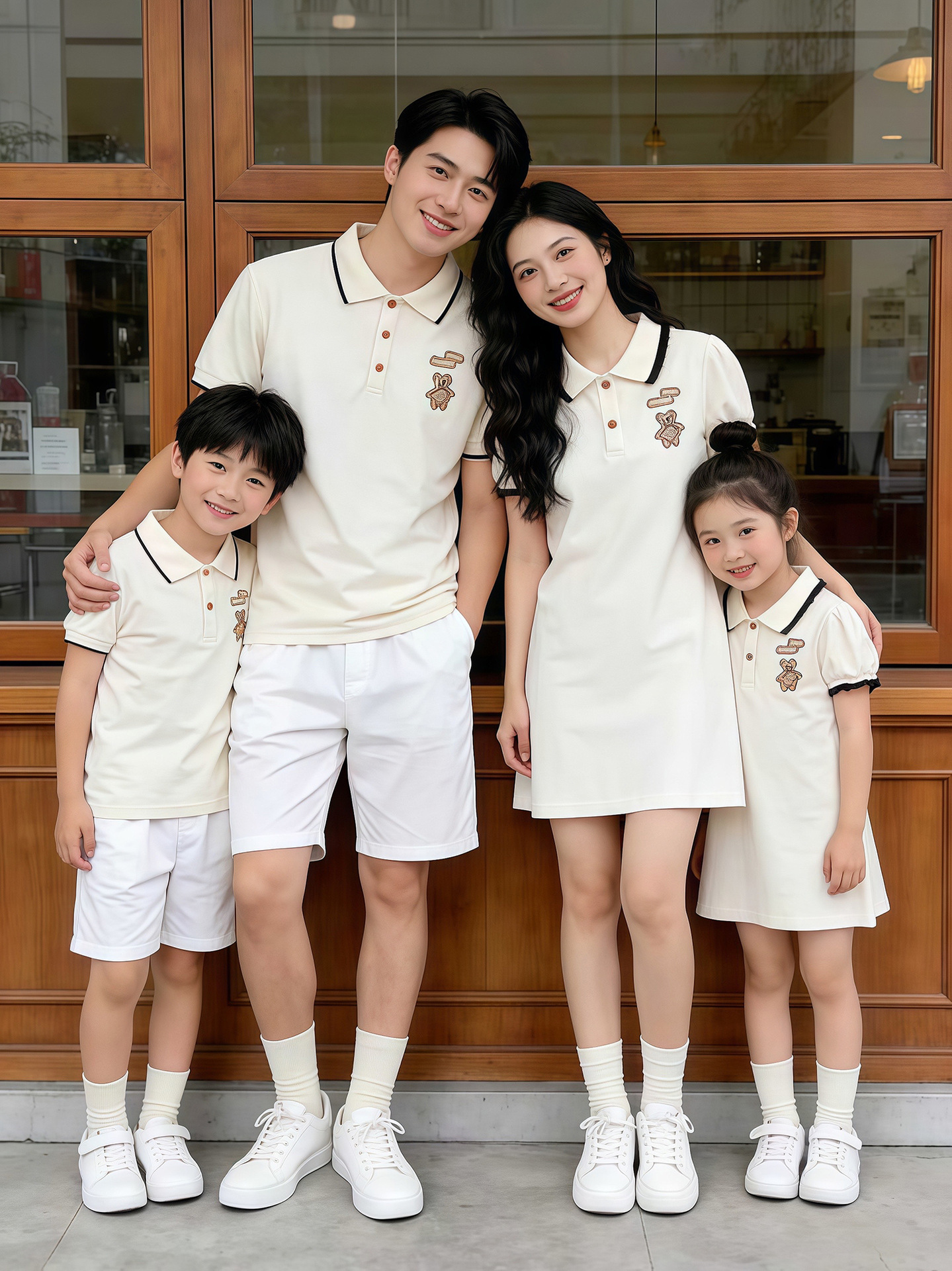 『デザインモデル』親子服ワンピースpoloシャツ一家三口四口親子服工場直売