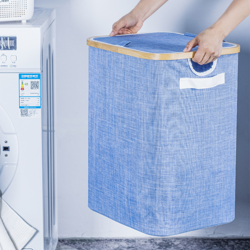 Cesta de ropa sucia de bambú de Nan Cesta de almacenamiento de ropa sucia de baño multifuncional plegable al aire libre Cesta de acabado de bambú