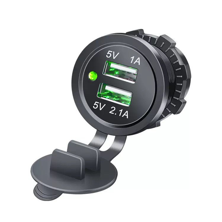 Factory Direct Supply of Modified Car Mobile Phone Charger 3.1A Dual-Port USB Fast Charging 12-24V with Light for Yacht