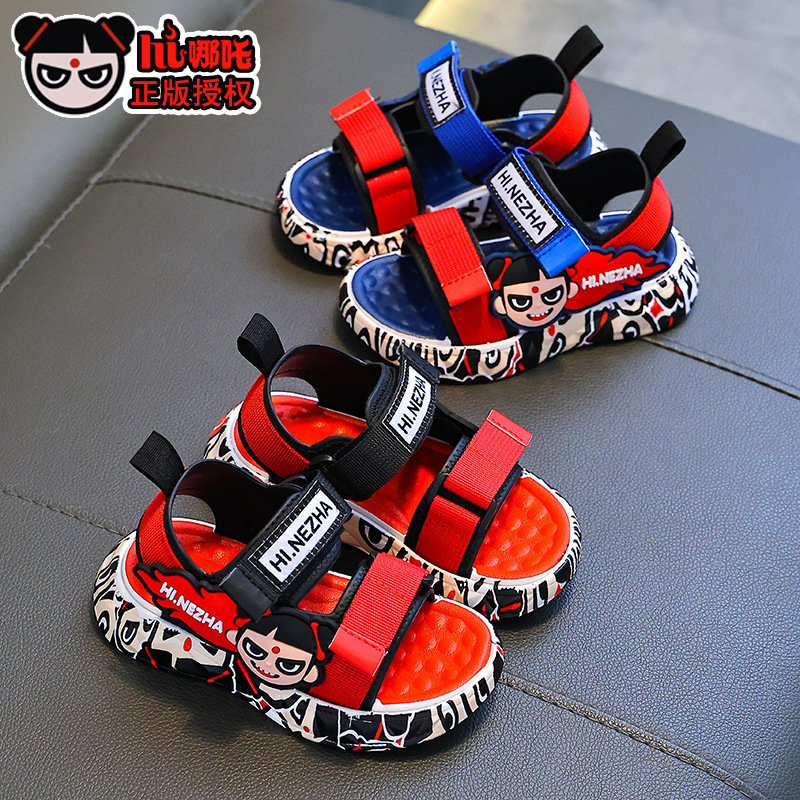 Genuine Nezha sandalias de verano para niños y niñas antideslizantes suela suave, sandalias de playa transpirables para niños de mediana edad y grandes