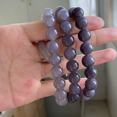 和田玉多宝老型珠彩色渐变紫色手串男女款 紫罗兰手持玉珠串 直播