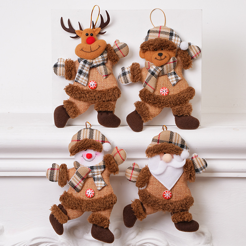 Navidad adornos árbol de Navidad accesorios pequeña muñeca bailando viejo muñeco de nieve ciervos oso tela muñeca colgante regalo