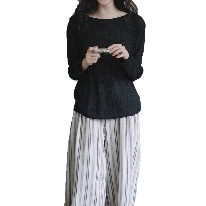设计纹理白色慵懒松弛感百搭宽松毛衣一字肩针织衫上衣女2025早秋|undefined