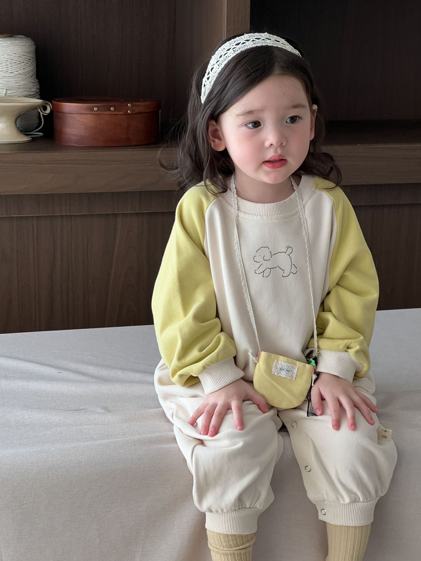 Baby color contrastante camiseta de caída de otoño 2026 bebé caída de otoño ropa infantil coreana ropa de niñas bolsa de color image 3