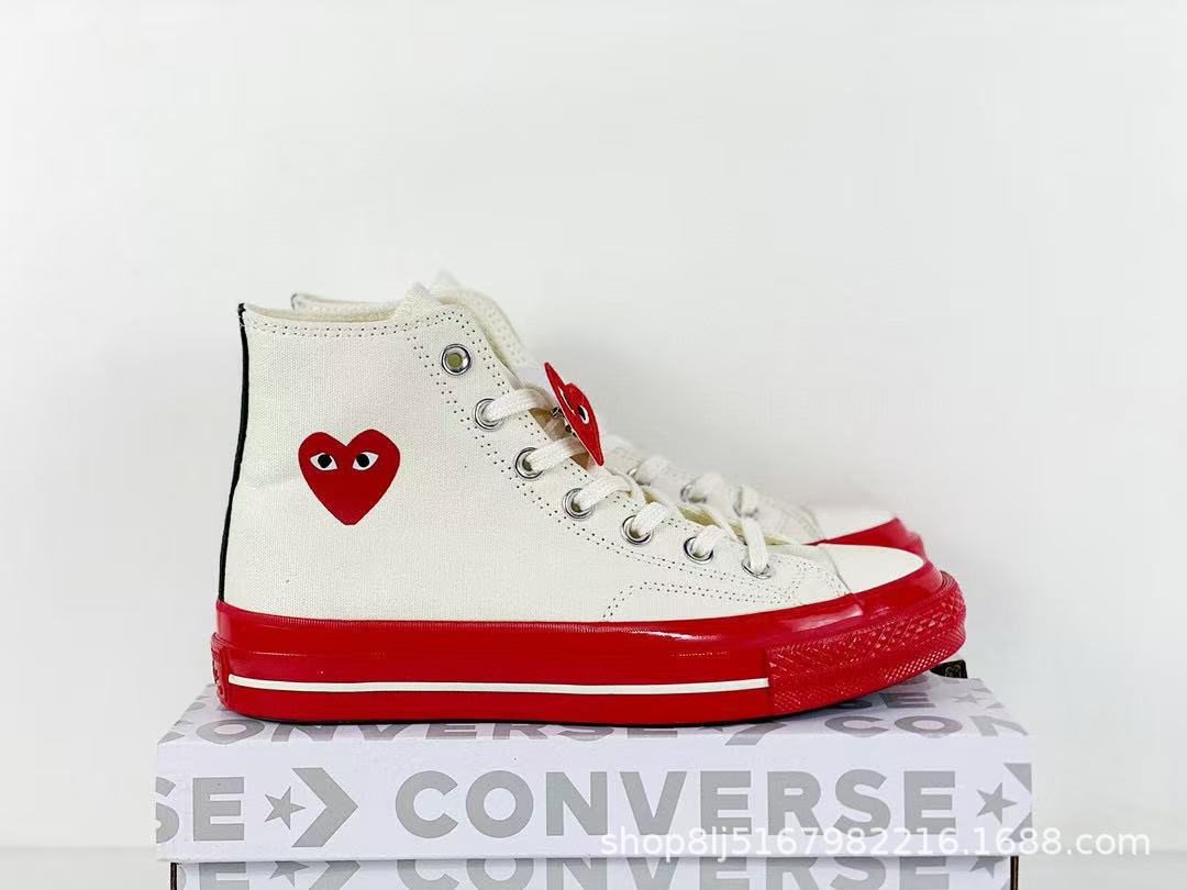 Chunyuan 1970s Kawakuba Ling amor CDG alto bajo grupo pareja zapatillas deportivas para hombres y mujeres jugar zapatos de lona image 19
