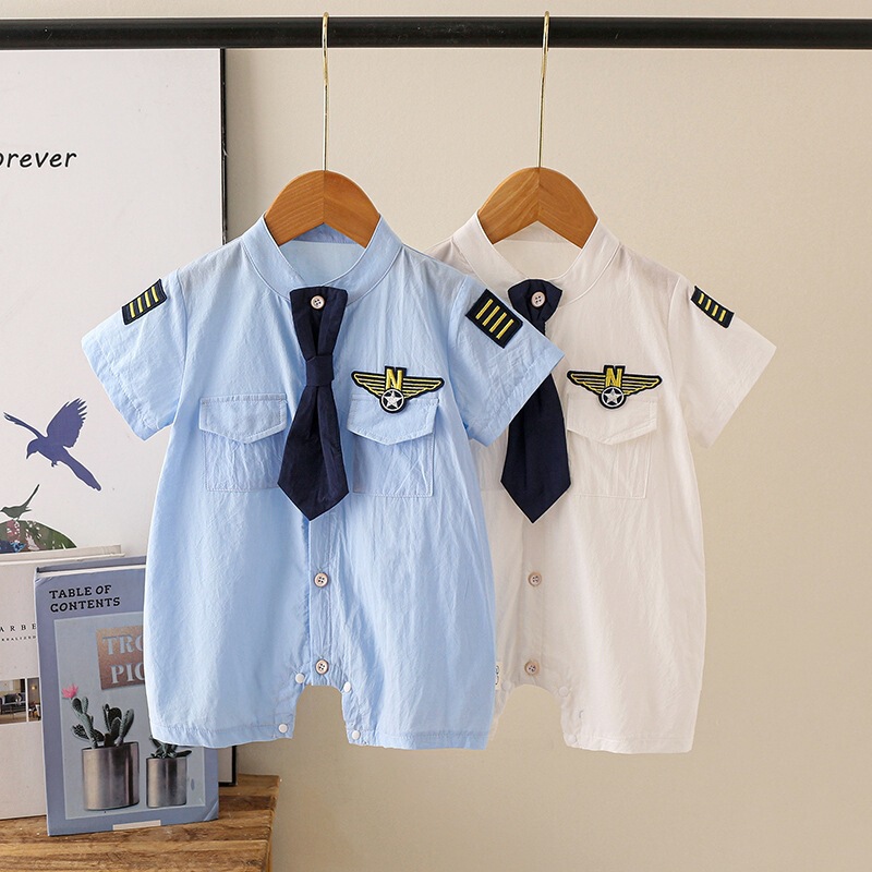 Baby Short-Sleeve Romper Casual Pure Cotton Jumpsuit with Hood for Newborn Boys Trendy Versatile Half-Sleeve Crawling Outfit
