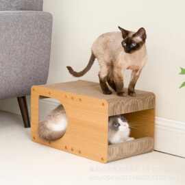 木质猫窝耐磨不掉屑猫咪猫爪板猫屋猫窝一体猫房子纸箱屋四季通用
