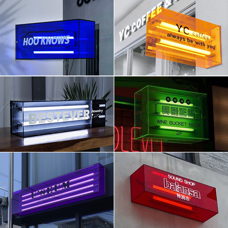 Trendy Creative Acrylic Lightbox Advertising Signs, Outdoor Storefront Illuminated Letters, Wall-Mounted Creative Lightboxes