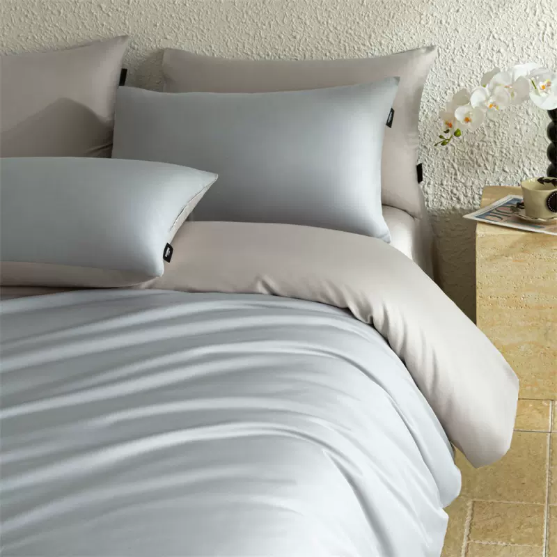 60支床上四件套全棉贡缎简约纯色纯棉民宿床单被套床笠轻奢三件套