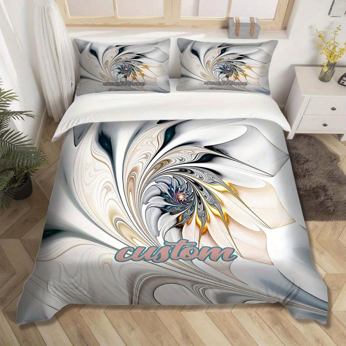 TEMU / JIT polvo oro mármol textura suave molienda impresión digital kit de colcha se puede ajustar