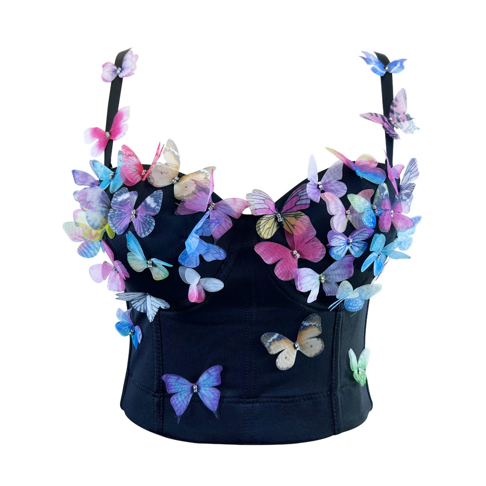 175g Weight Polyester Fabric Type Short Top Length Bandeau Tops Type Wholesale Women's Vacation Sexy Butterfly Tank Tops