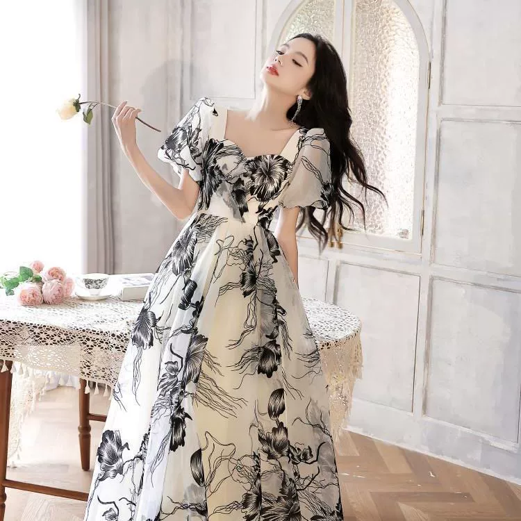 Вечернее платье, французский стиль, puff sleeves
