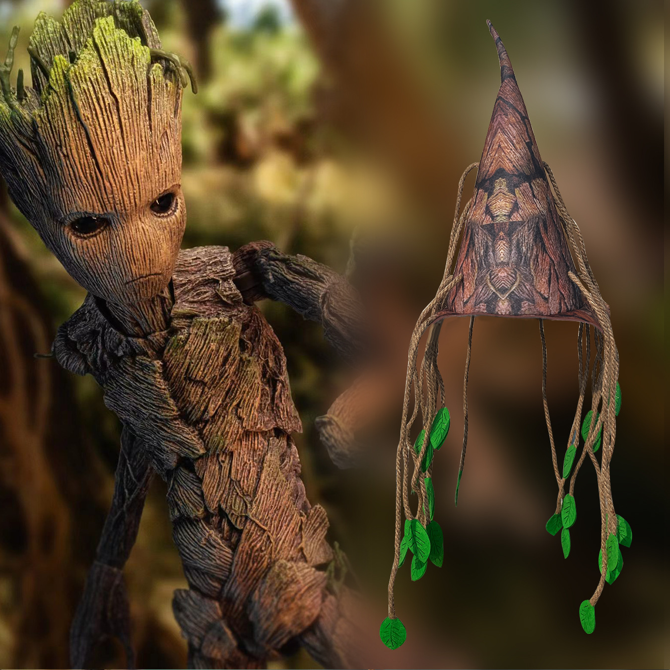 Nuevos árboles extraños transfronterizos sombreros de hojas largas maquillaje de escenario de fiesta disfraz de accesorios de espectáculo