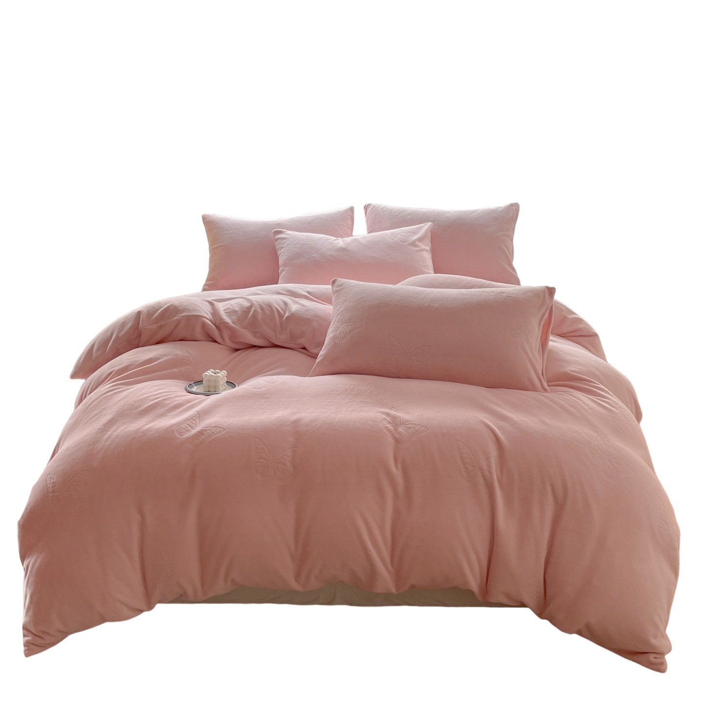 Flores de leche de color sólido en la cama de cuatro piezas en invierno cálido y grueso sábanas cubiertas 2025 nueva ropa de cama al por mayor