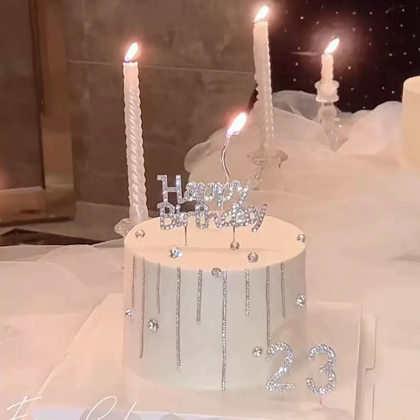 小红书同款水钻happybirthday数字蛋糕装饰女神仙女生日插件插牌