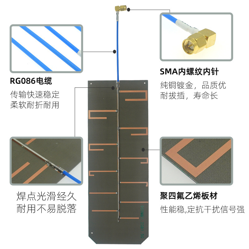8频pcb天线内置高增益定向天线干扰仪天线1.2./1.4/1.5/2.4/5.2G|undefined