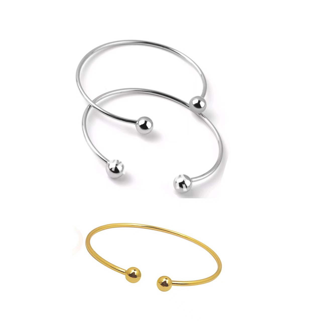European and American Titanium Steel C-Shaped Bracelet with Open Steel Beads, Universal Bracelet, Stainless Steel Bracelet Jewelry, Wholesale in Stock