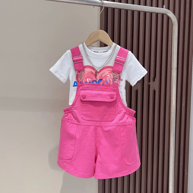 Girls love overalls suit thin casual two-piece set for girls and children_voghion.com