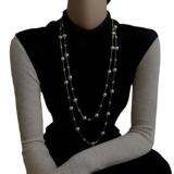 Высокое ожерелье из жемчуга, бусины с бусинами, небольшие аксессуары, дизайнерское модное ювелирное украшение, длинный свитер для матери, легкий роскошный стиль, тренд сезона