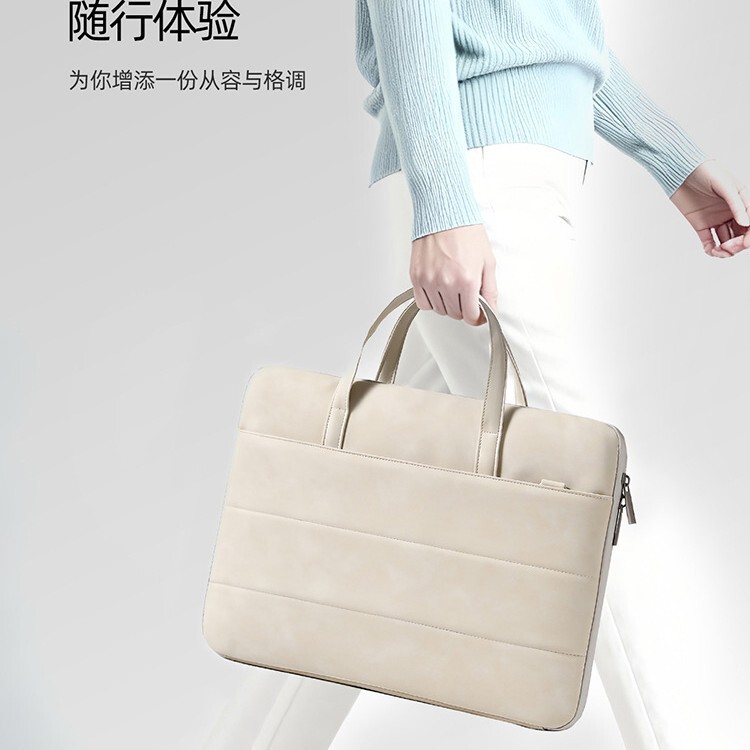 360 ° Full-Opening Laptop Bag Made of Sheepskin Pu 14inch 16inch with Suede Lining, Notebook Briefcase