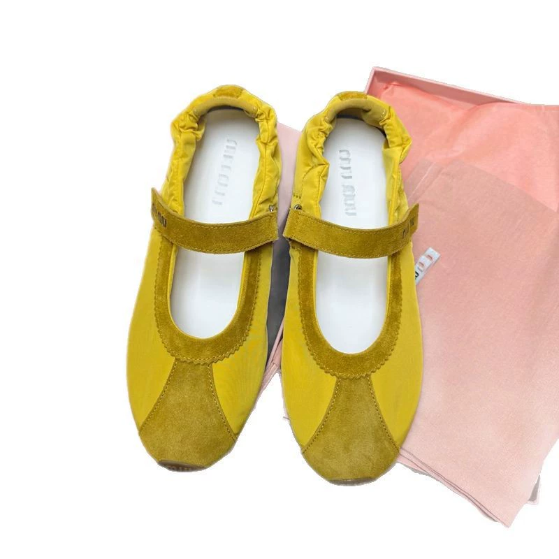 Оригинальный одинарный продукт из Дунгуаня! Туфли-лодочки Мэри Джейн Miujia в стиле ретро с однорядной пряжкой на липучке, балетки из натуральной кожи на плоской подошве с круглым носком