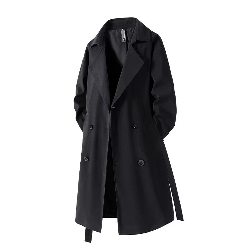 Light Luxury Trendy Retro Mid-Length Trench Coat for Men, 2025 Spring and Autumn Season, High-End Casual Over-The-Knee Coat for Men