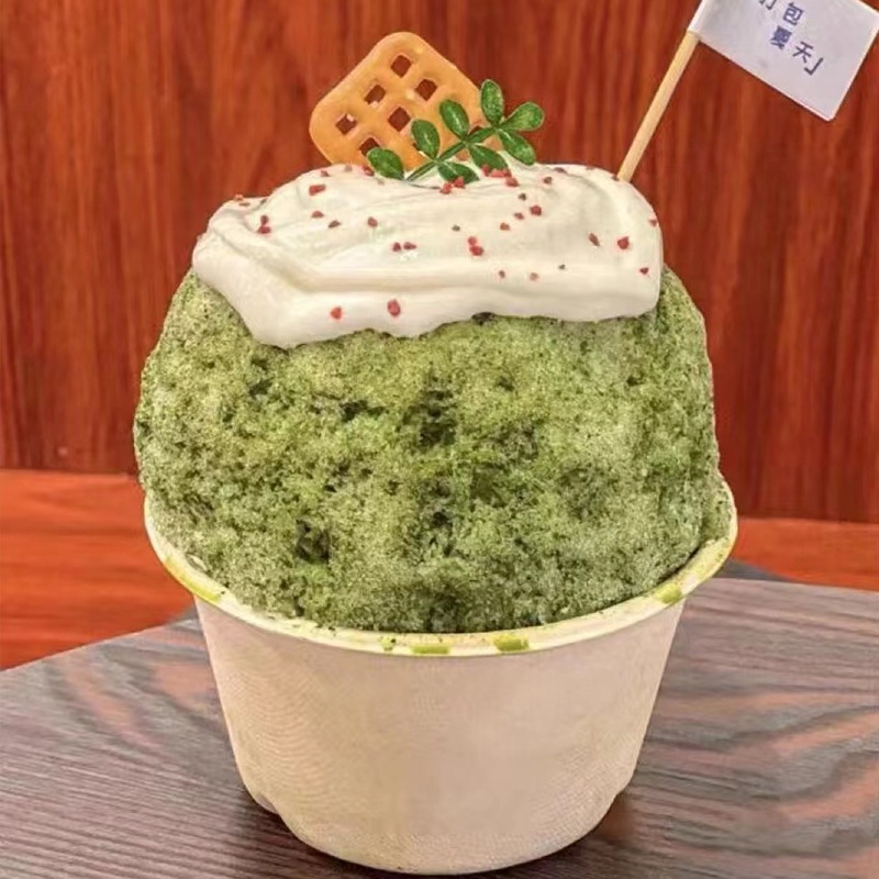 Tazón de hielo de barro de taro neto de red desechable, taza de hielo, tazón de papel, tazón de hielo de algodón, helado, postre degradable, taza de papel de yogur