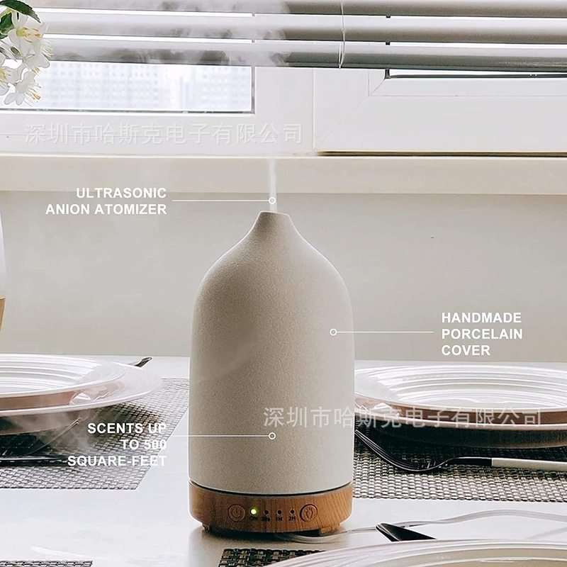 250ml木目セラミック短口加湿器カラフルな白と黒セラミックアロママシン超音波エッセンシャルオイルディフューザー|undefined