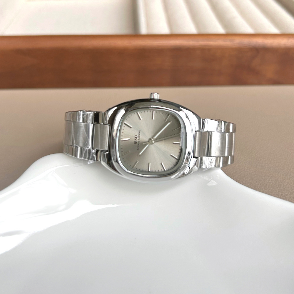 Ibso Square Women’s Watch Steel Strap Silver Elegant Summer Style_voghion.com