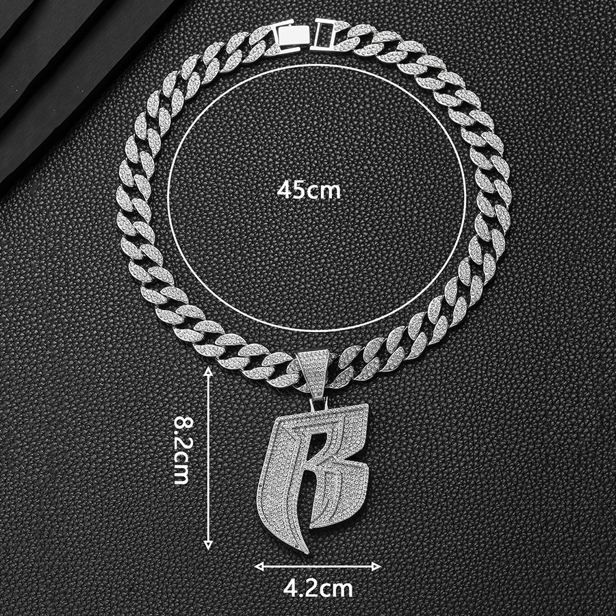 Colgante de plata con cadena cubana de 18inch