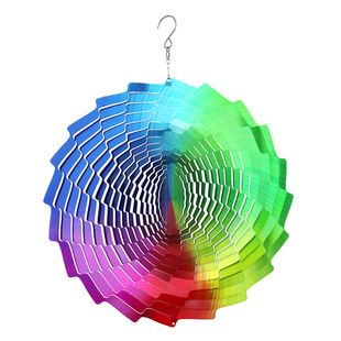 Factory wholesale cross-border new 3D wind chimes garden decoration stainless steel colorful tunnel rotating ornaments