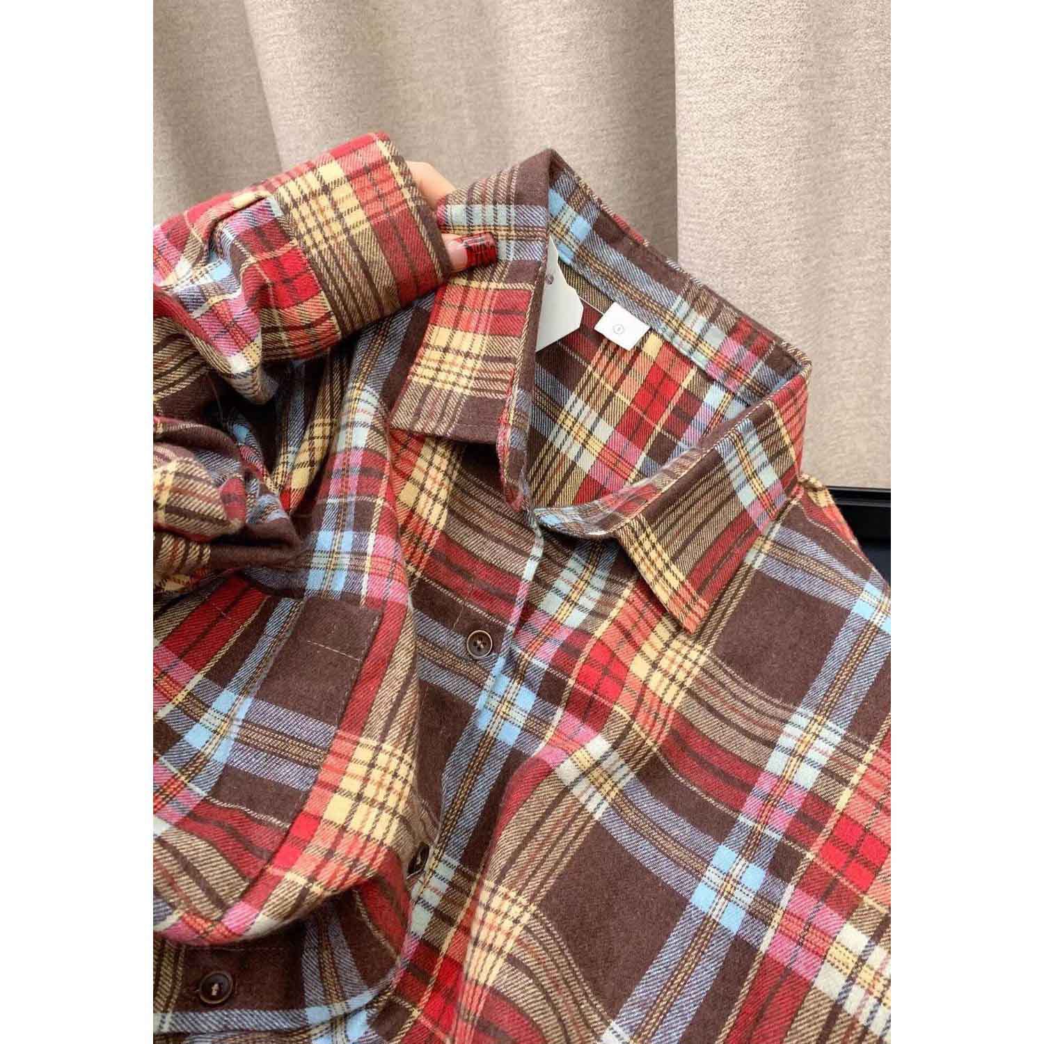 CS005红蓝色格子衬衫-红蓝色