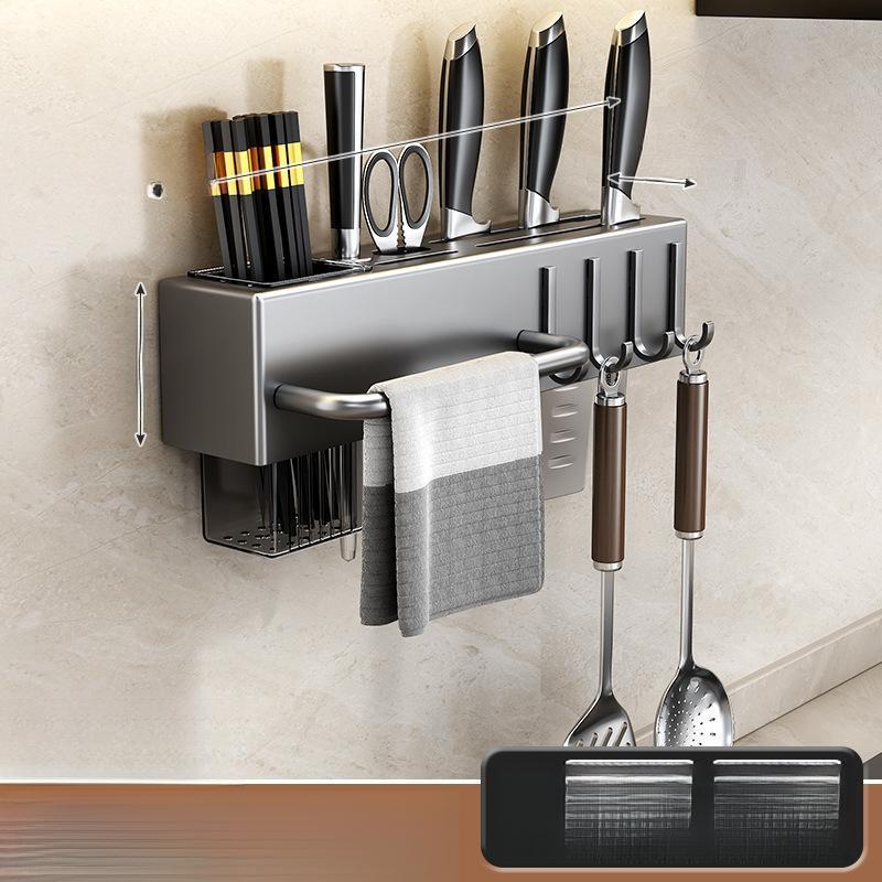Simple wall-mounted kitchen knife rack, luxury no-drill wall-mounted multi-purpose kitchen storage rack