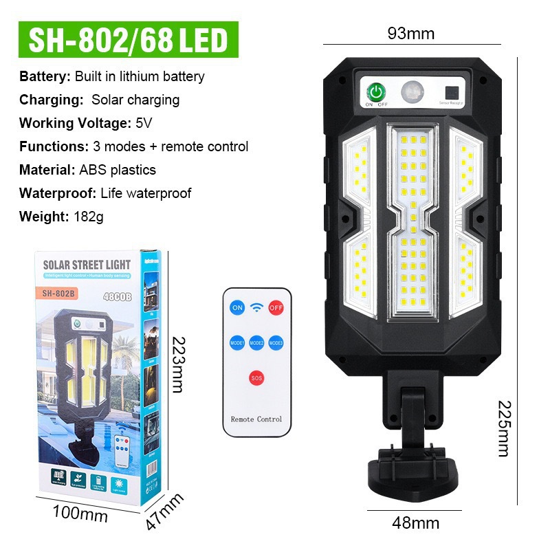 Nueva lámpara de pared solar inducción humana lámpara de camino correa de control remoto antiagua jardín exterior LED iluminación de patio