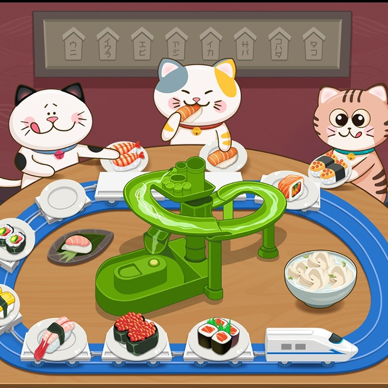 Second Generation Household Mini Rotary Sushi Toy Train Electric Track Conveyor Belt Rotary Table Japanese Cuisine Tableware