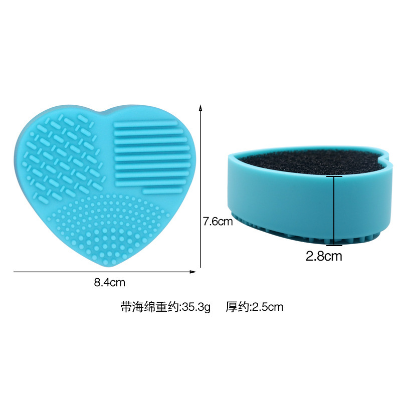 Caja de lavado en forma de corazón esponja de silicona cariño cepillo de maquillaje caja de limpieza en seco caja de limpieza de cepillo de maquillaje de doble uso