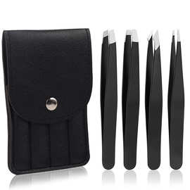 黑色不锈钢眉夹拔毛镊子小眉夹平口斜口修眉毛夹拔眉毛镊子96眉夹