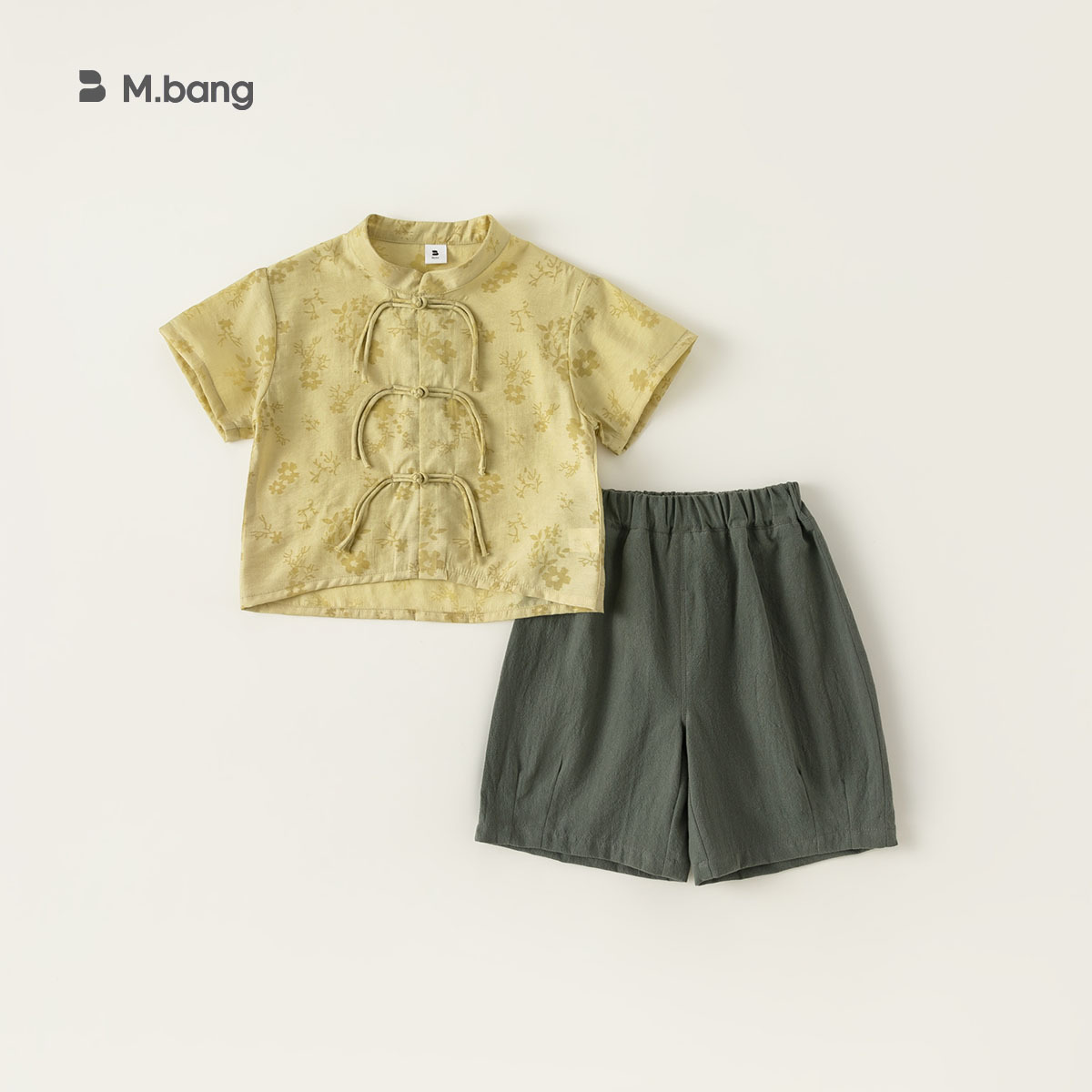 贝贝城男童衣服中国风套装儿童中式盘扣中小童夏季两件套XT83182