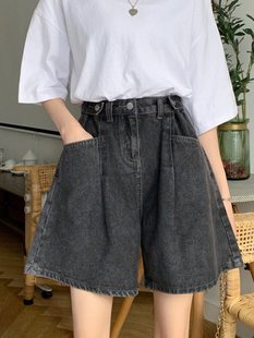 Summer 2025 New Large Size Fat Girl High Waist Denim Shorts Women's Loose Slimming Look Wide Leg Pants Short-Sleeved T-Shirt