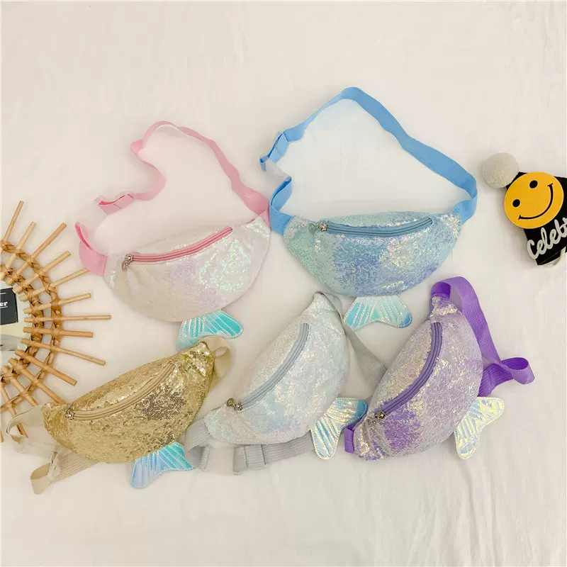 美人鱼造型幻彩亮片可爱儿童包卡通时尚公主包腰包胸包斜肩包