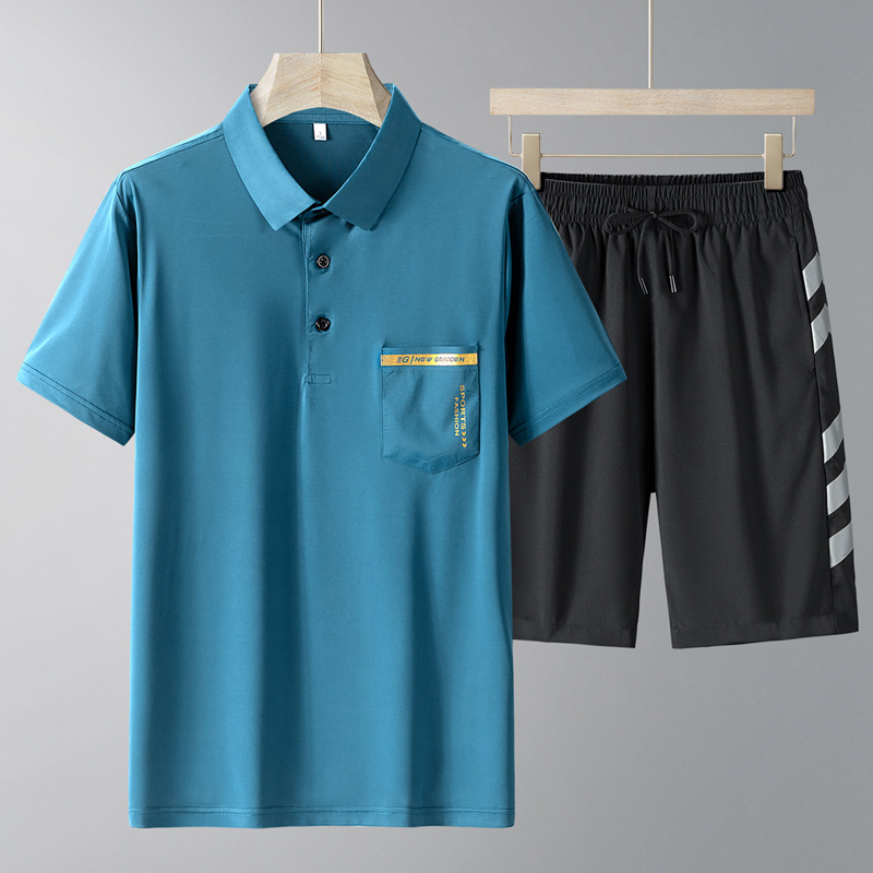 Papa, traje de verano, camiseta de mangas cortas, 2025 nuevo traje deportivo de mediana edad, pantalones cortos casuales para hombres, ropa de verano