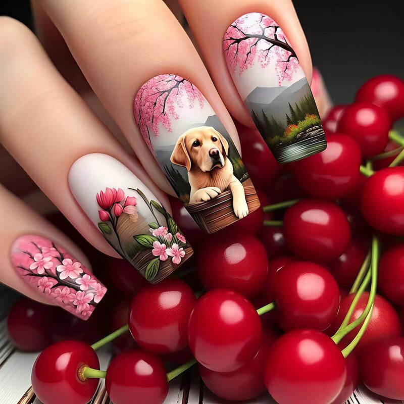 Wearable Nails European and American Cross-Border Purple Flower Pattern Nail Art Pieces 24 Pieces Fake Nails Wholesale Puppy Nails Wearable Nails European and American Cross-Border Purple Flower Pattern Nail Art Pieces 24 Pieces Fake Nails Wholesale Puppy Nails