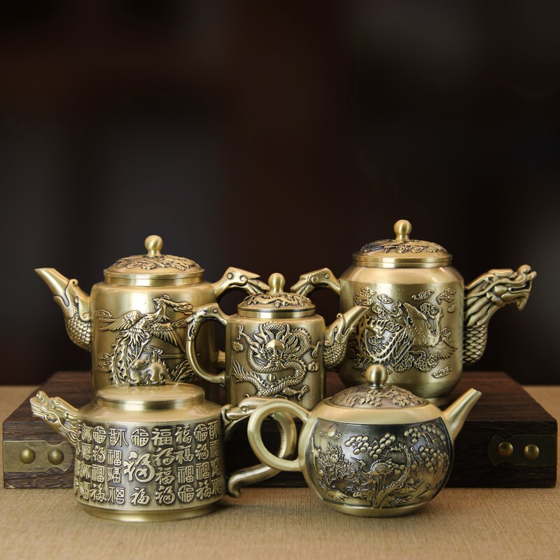Pure Brass Teapot Dragon and Phoenix Pot Baifu Antique Brushed Tea Water Kettle Home Decoration Antique Collection Old Ornaments Pure Brass Teapot Dragon and Phoenix Pot Baifu Antique Brushed Tea Water Kettle Home Decoration Antique Collection Old Ornaments
