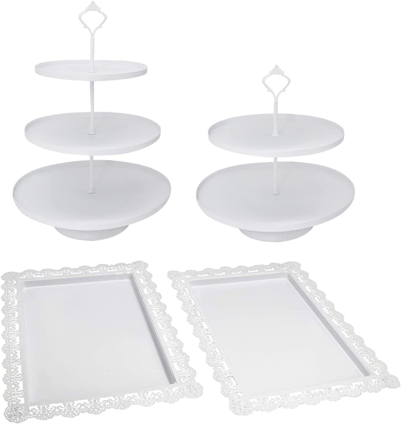 Transfronterizo 4-pieza de hierro papel taza de pastel soporte pastel postre cena plato adecuado para la exhibición de la fiesta de cumpleaños de la boda