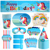 Amazon unicorn theme birthday party decorate suit paper cup Tray Knife and fork arrangement tableware