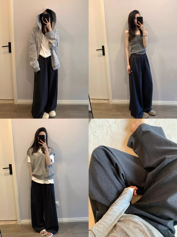 2546 # Awencoatウエストを緩めたストレートグレーのワイドレギンス|undefined