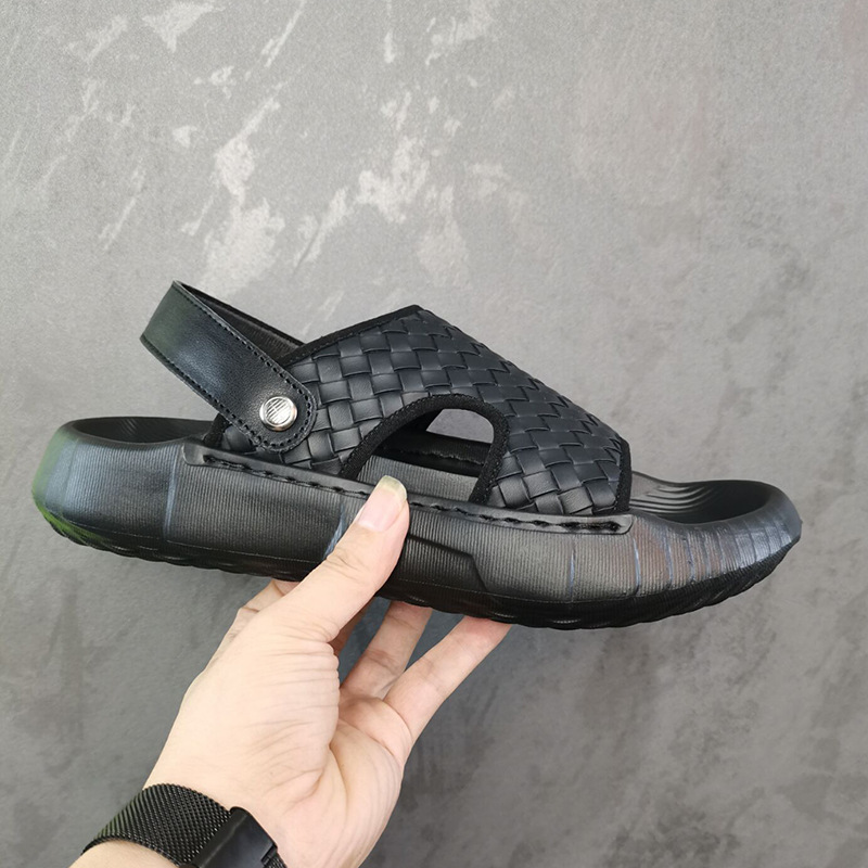2024 New Men's Sandals Rubber Foam Lightweight Thick Sole Two-Wear Braided Stitch Non-Slip Beach Shoes for Teenagers