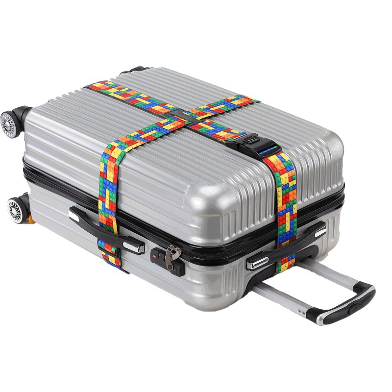 Travel Luggage Packing Strap with Password Lock, Cross-Shaped Heat Transfer Block Pattern Luggage Binding Strap