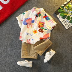 Boys summer clothes 2024 new children's summer Korean style handsome boys' children's clothes short-sleeved shirt suit