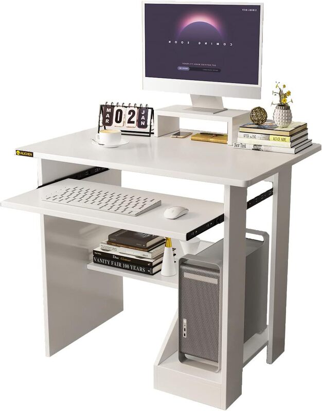 Home Office Computer Desk with Monitor Stand Keyboard Tray